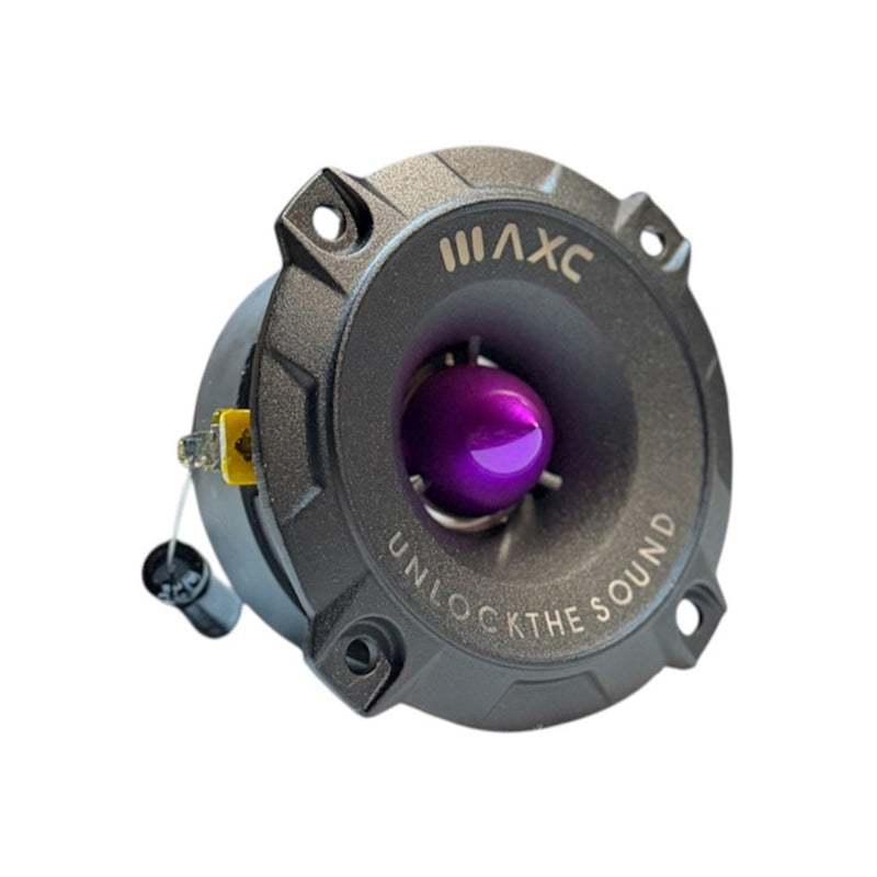 Audio Xtreme bullet tweeter speaker with purple dome and metal faceplate