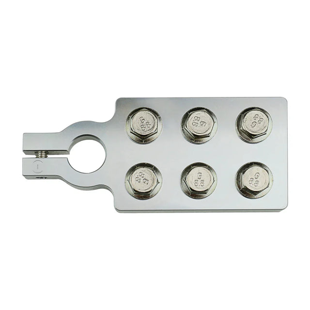Negative battery terminal plate with multiple screw posts and central cable hole