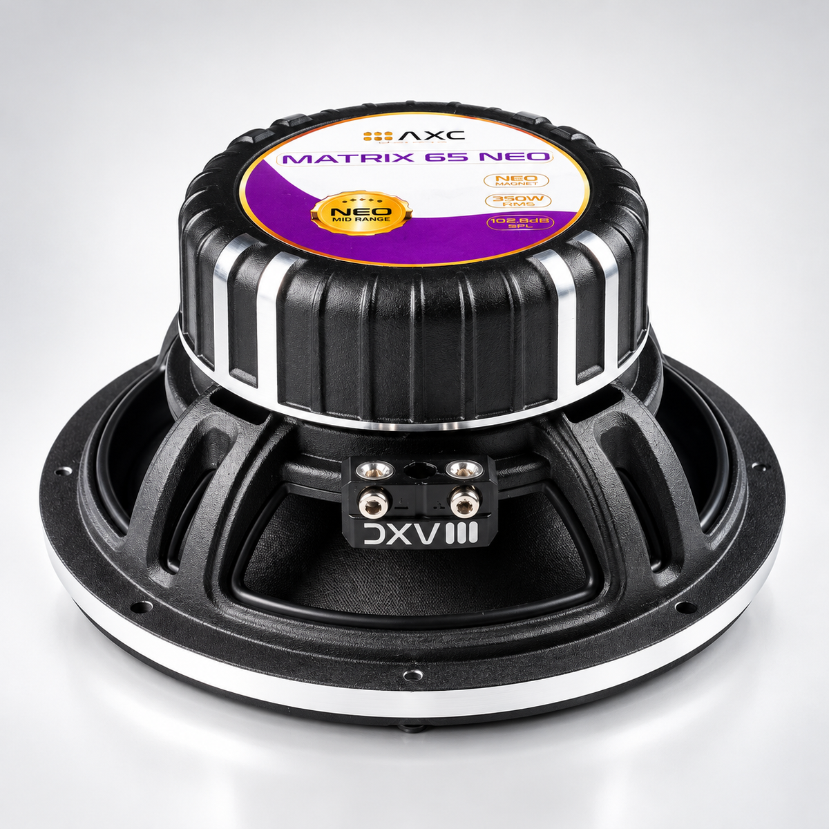AXC Matrix 65 Neo speaker — rear neodymium motor and terminals
