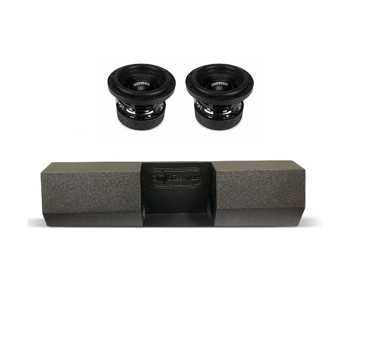 Sundown Audio dual 8" subwoofer box combo with two black speaker cutouts