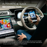 Otto Cast mini wireless adapter in use in car, smartphone connected near steering wheel