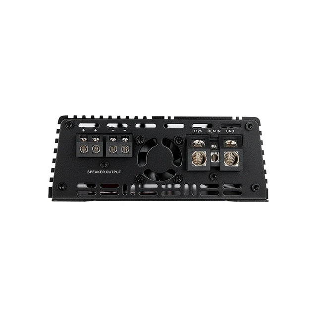 Apocalypse power amplifier back panel with speaker output terminals and screw blocks