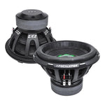15-inch subwoofer with black cone, rubber surround, and two binding post terminals