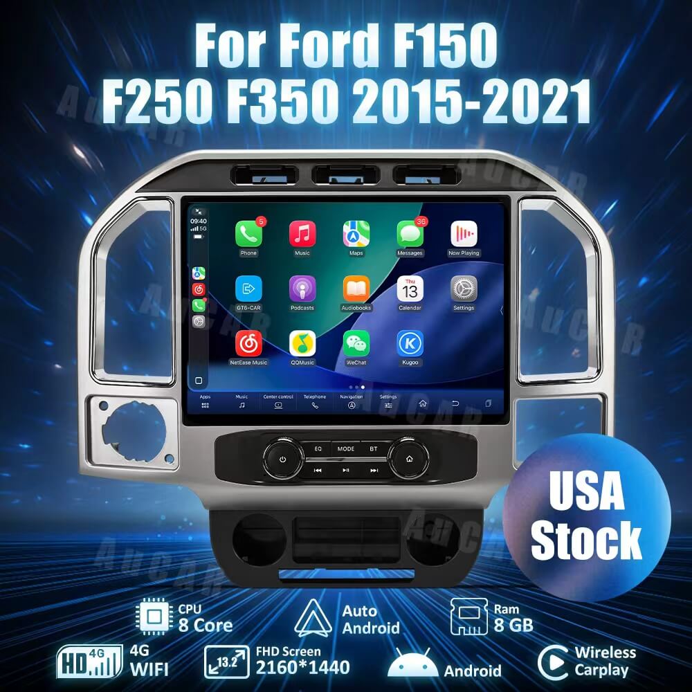 AuCar Android 13.2″ Car Radio GPS Navigation For Ford F150 F250 F350 Raptor 2015-2021