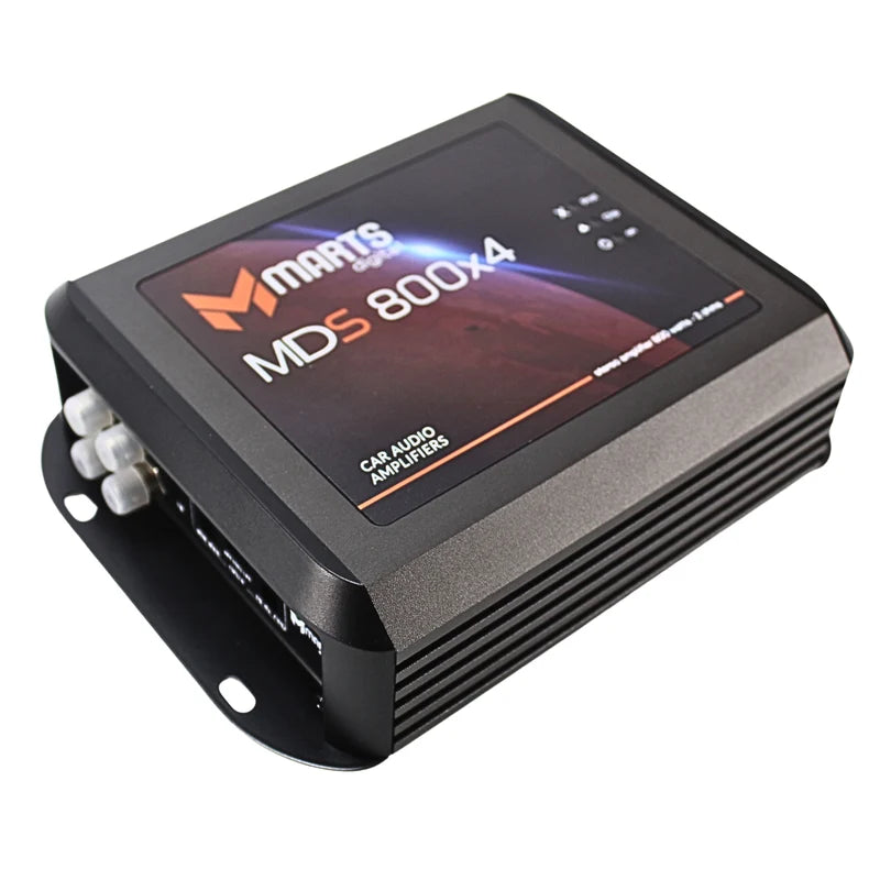 Black Marts digital car audio amplifier with MDS 800x4 display panel
