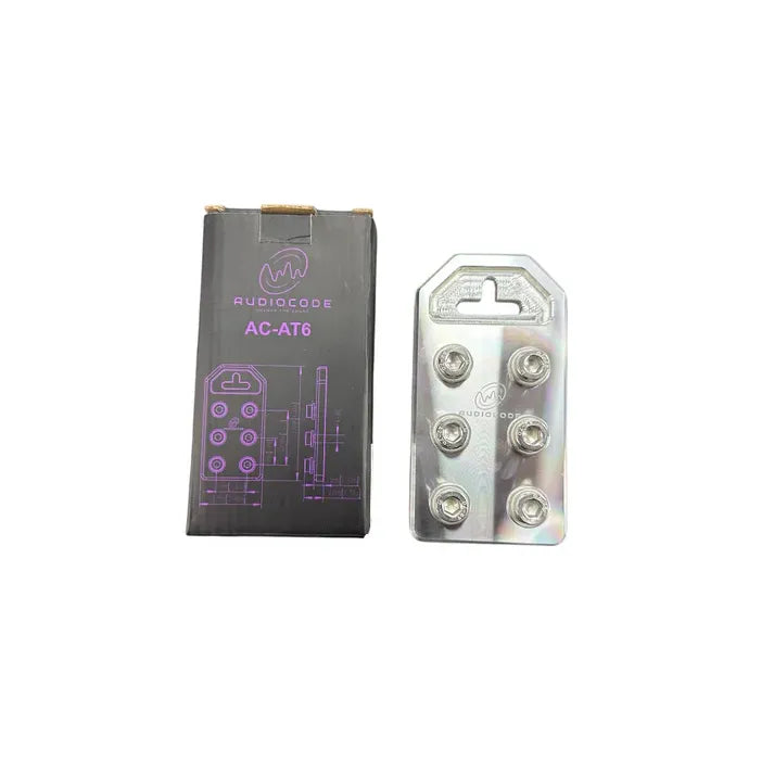 Aluminum flat 6-spot battery terminal with four mounting screws and washer set