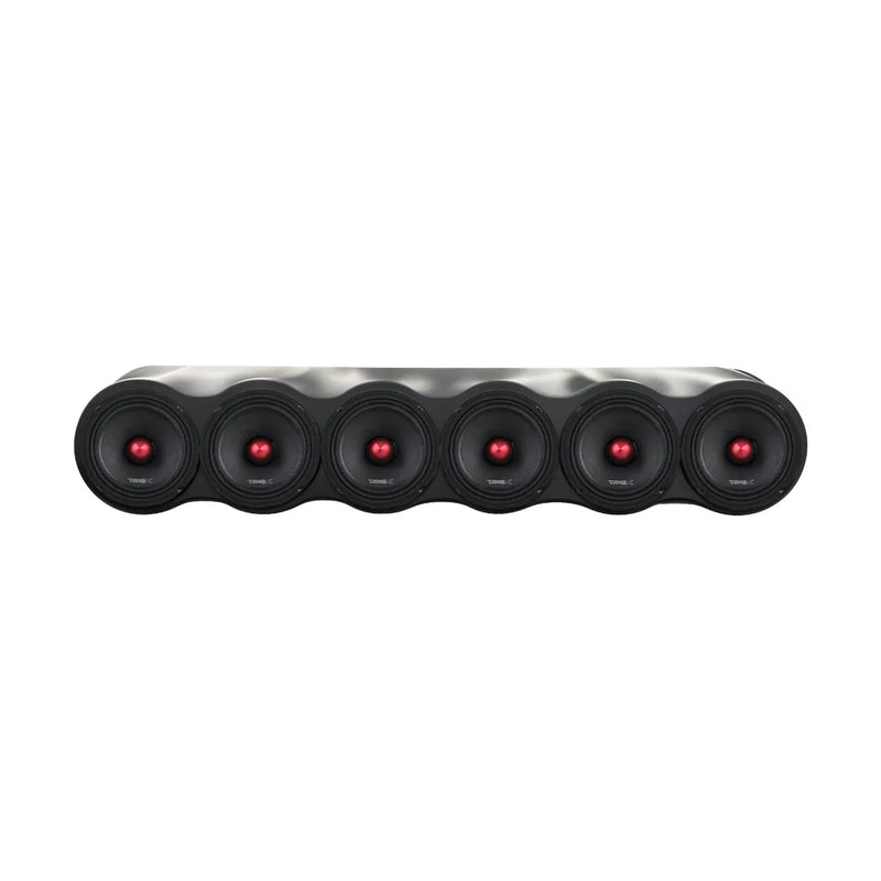 Black 6-piece roof speaker pod with six round grilles and red LED centers