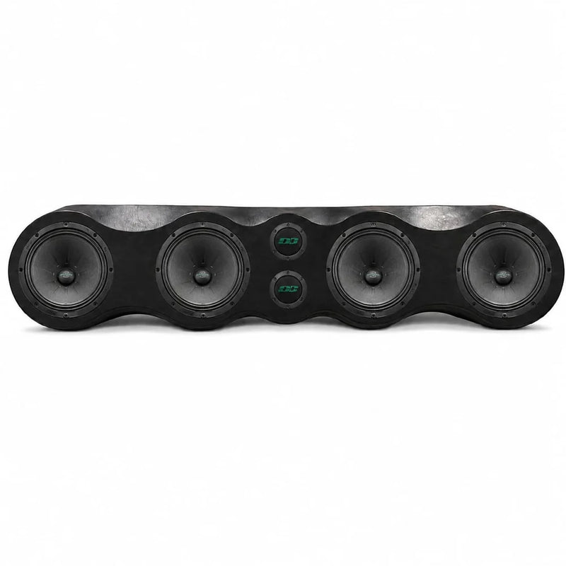 Black roof rack speaker bar with four speakers and centered green LED indicator lights