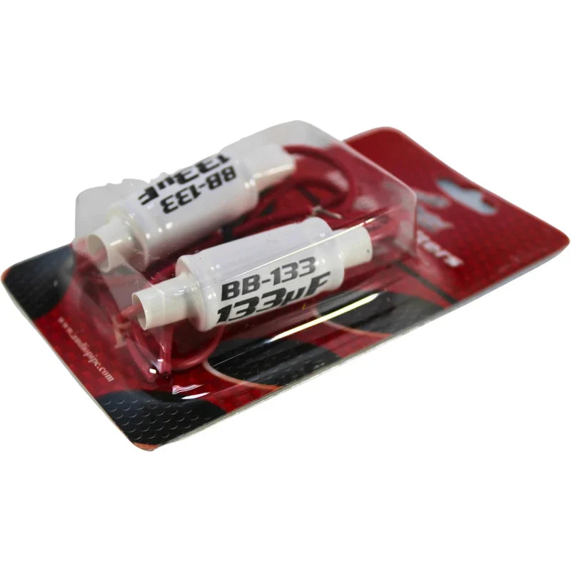 Audiopipe Line Filters pair on red blister pack with two white inline modules