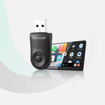 Otto Cast mini wireless adapter with black USB dongle and CarPlay-style home screen