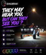 RGB LED speaker ring set with multicolor halos and bright circular driver faces