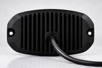 Black LED rock light with cooling fin backplate and attached power cable
