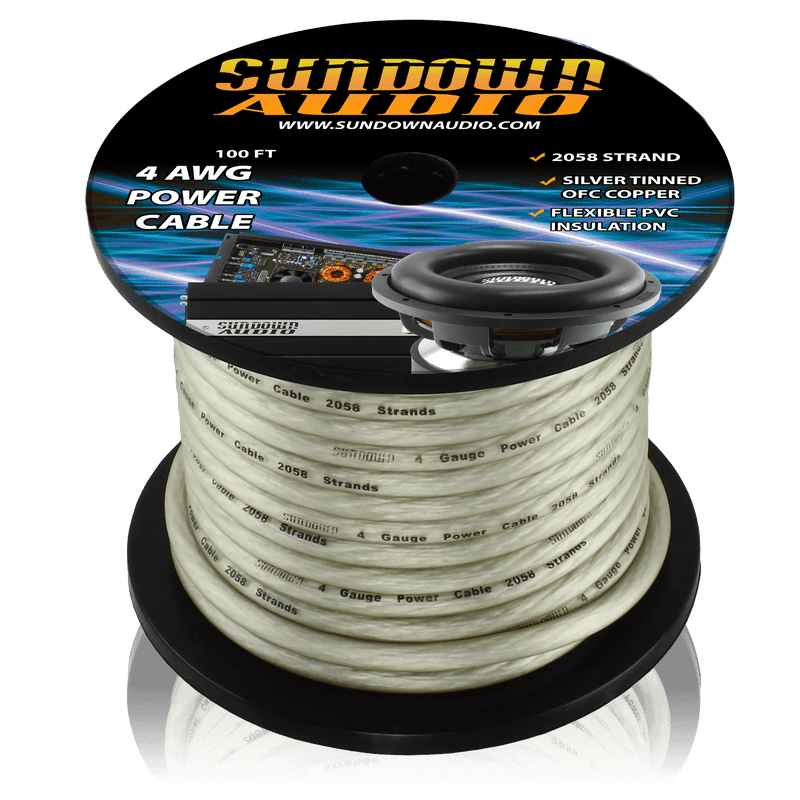 4 Gauge SILVER 100' Tinned OFC Oxygen Free Copper Power Cable