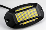 Black LED rock light with dual Pure White LED panels and side mounting holes