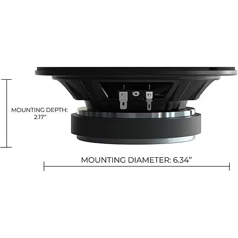 ORION midrange speaker mounting depth 2.17 in and mounting diameter 6.34 in