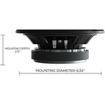 ORION midrange speaker mounting depth 2.17 in and mounting diameter 6.34 in