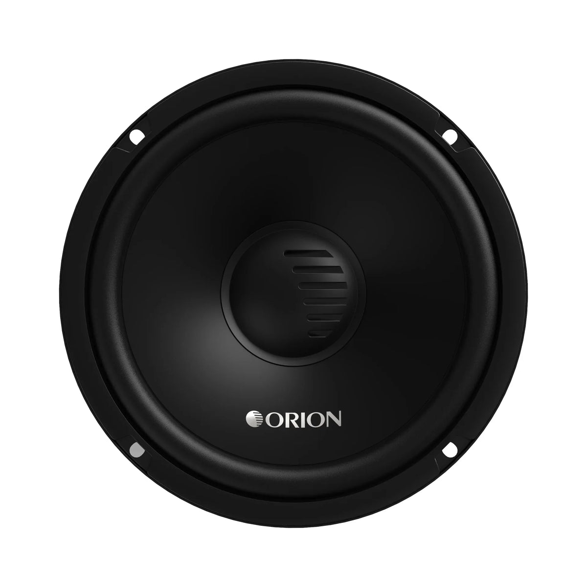 Black 6.5-inch woofer speaker cone with center dust cap and mounting holes