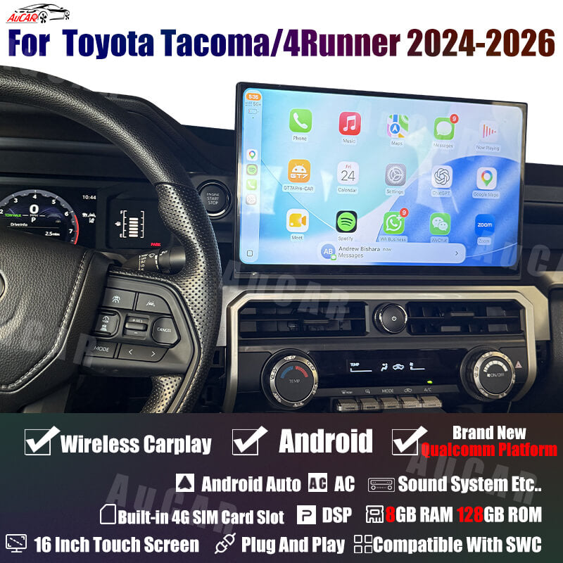 AUCAR Android 16″ Car Radio GPS Navigation For Toyota Tacoma/4Runner 2024-2026