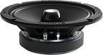 Orion black 8-inch shallow midrange speaker side view with terminals and magnet
