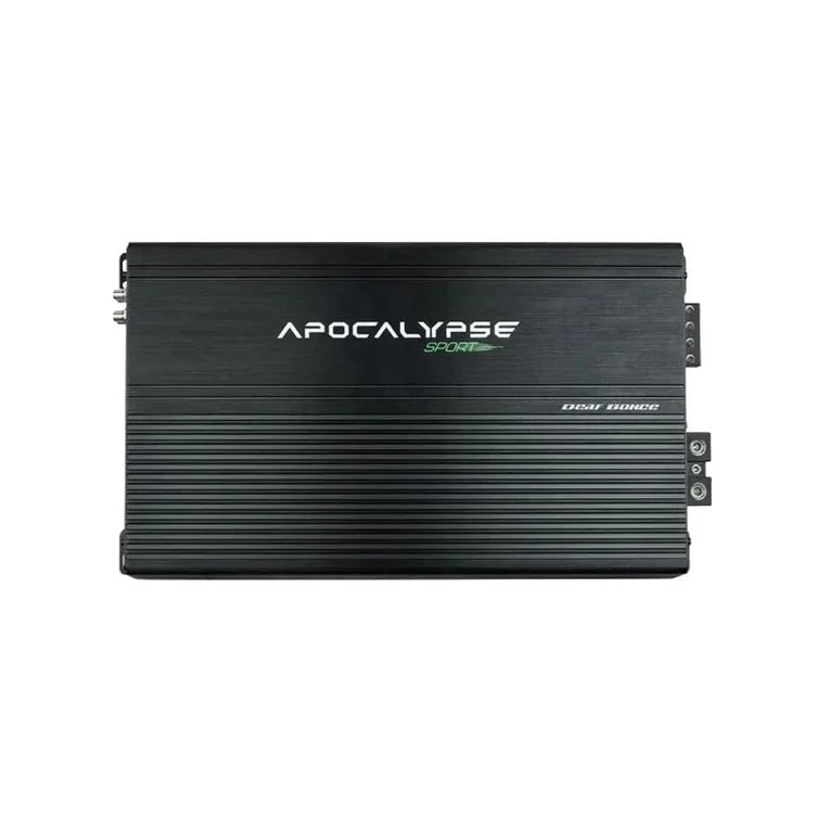 Apocalypse Sport 2-channel car amplifier, black ribbed chassis with front logo