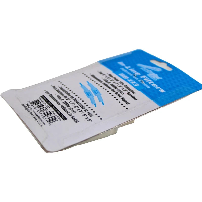Audiopipe Line Filters packaging card with blue and white product label