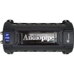Audiopipe 6 Farad power capacitor with front logo and blue LED display