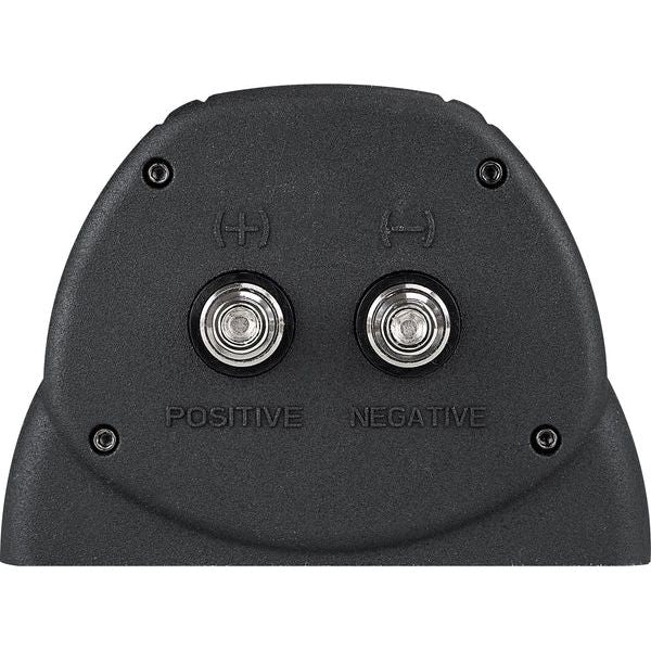 Audiopipe 6 Farad power capacitor with positive/negative terminals and screws
