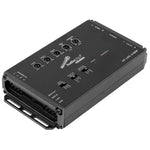 AudioPipe bass line output converter, black metal box with control panel and ports