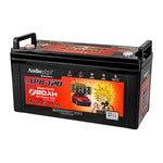 Audiopipe APB-120 deep cycle 12V battery, side view with top handle and terminal posts