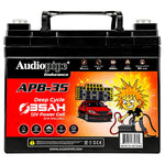 Audiopipe APB-35 12V deep cycle battery with carry handle and red front label