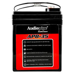Audiopipe APB-35 12V battery rear panel with specifications label