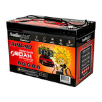 Audiopipe APB-90 deep cycle 12V 90Ah power cell battery, side angle with terminals