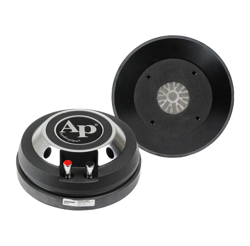 Audiopipe APCD-4085 resin film compression driver, black with circular diaphragm and terminals