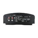 Audiopipe APCLE-1004 car amplifier top rear view with RCA ports and control labels on panel