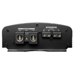 Monoblock amplifier rear panel with power input and speaker output terminal block