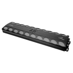 Audiopipe monoblock amplifier with dark metal casing and grille speaker vents