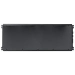 Black car amplifier rear cover panel with mounting screw holes