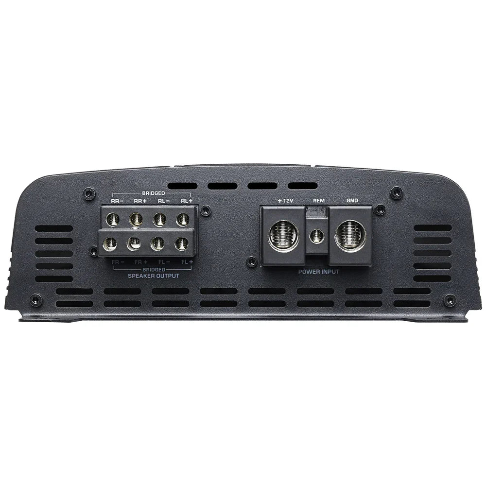 Audiopipe 4-channel amplifier rear panel with speaker and power terminals