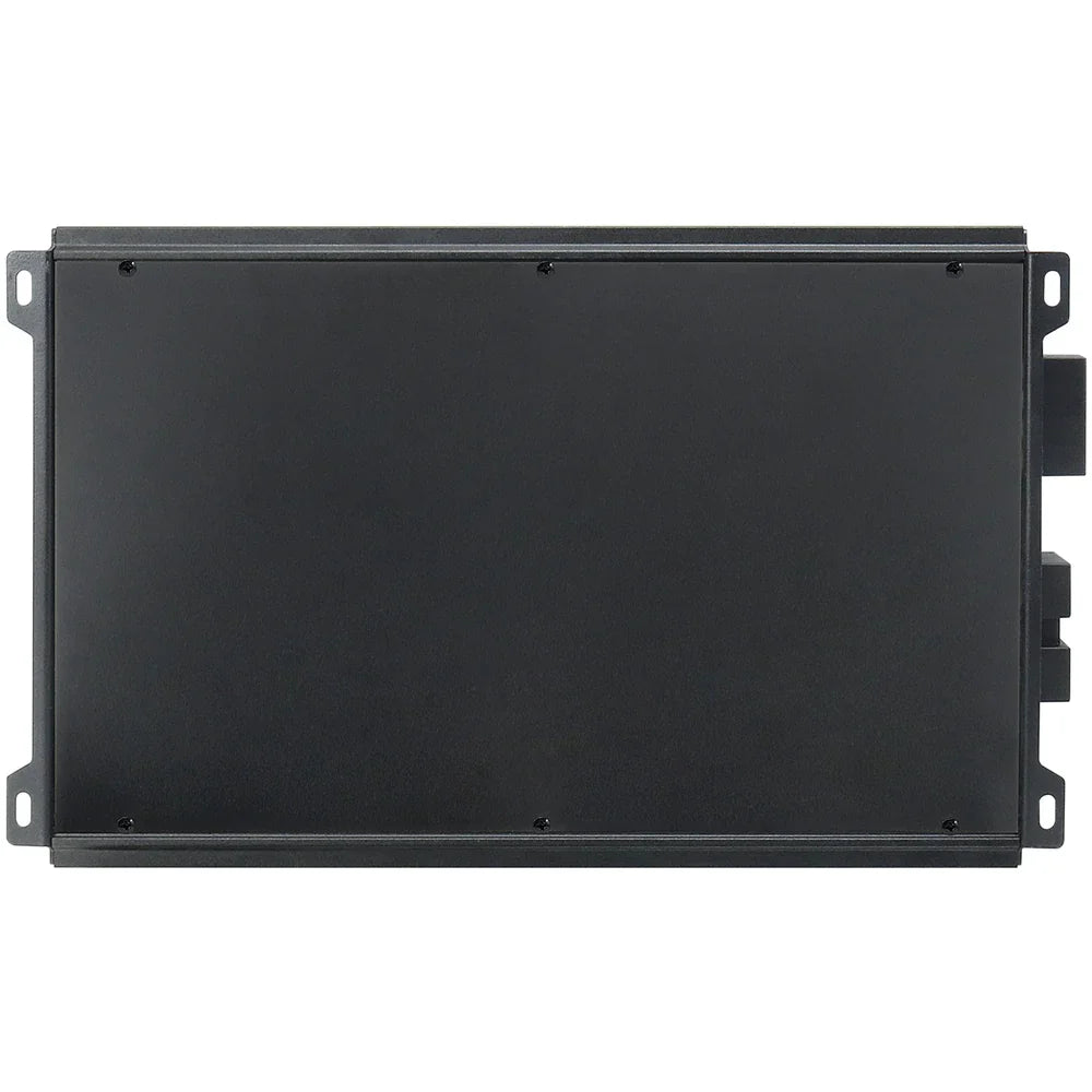 Audiopipe 4-channel amplifier rear view with metal mounting brackets