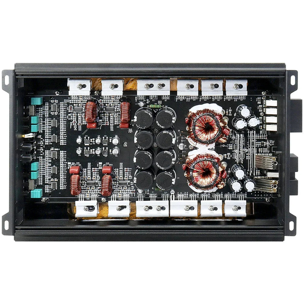 Audiopipe 4-channel amplifier open chassis with electronic circuit board