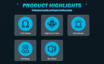 Audiopipe product highlights graphic featuring feature icons and badge-style labels