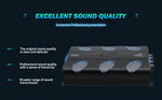 Black car monoblock amplifier with vented top, angled front view