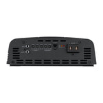 Audiopipe amplifier rear side showing input, output, and adjustment controls on black chassis