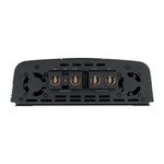 Audiopipe amplifier rear connection panel with power input terminals and vented slots