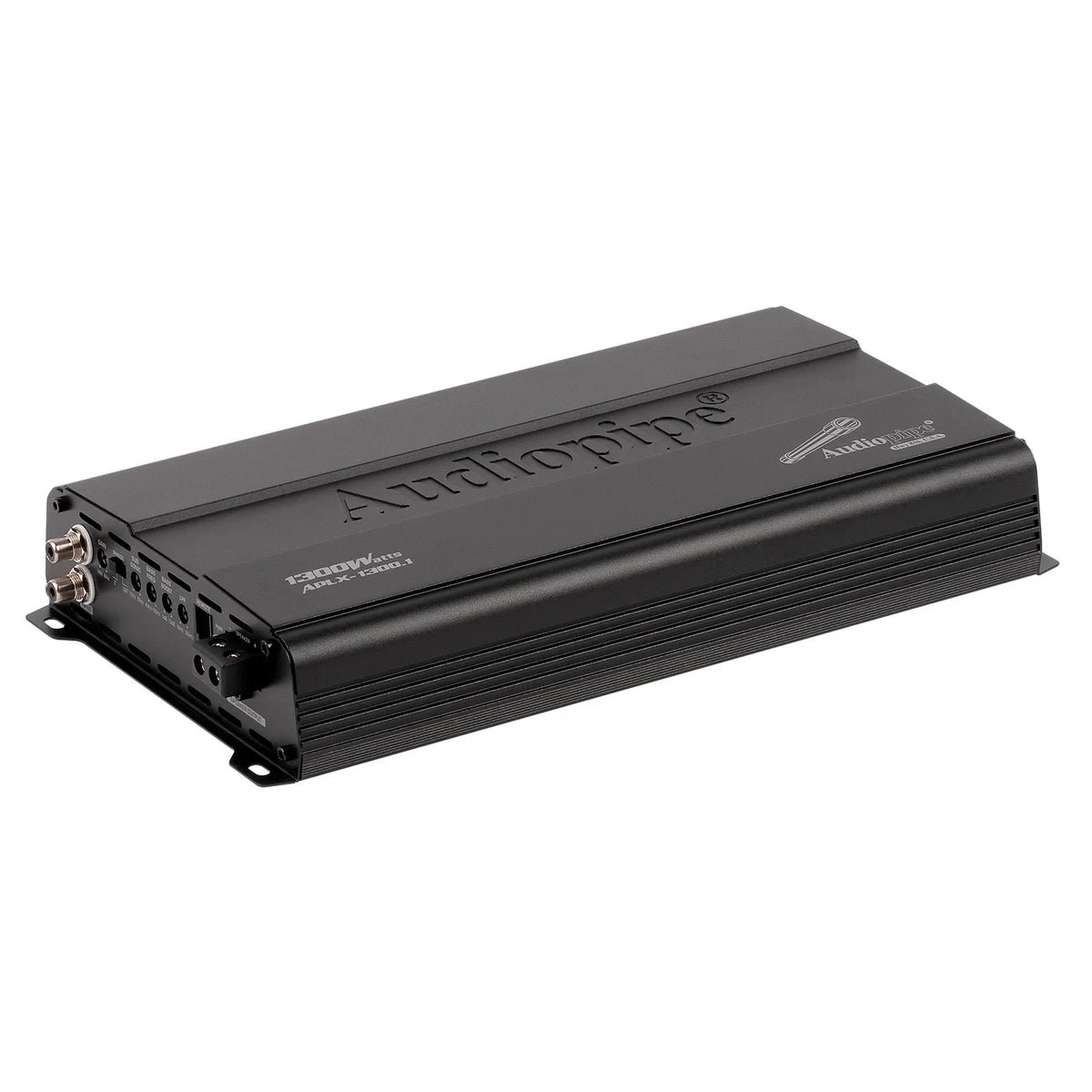 Audiopipe monoblock class D car amplifier, black aluminum case with side terminals