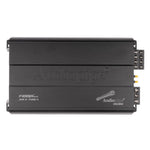 Front view of black 4-channel Class A/B MOSFET amplifier with brand and power rating