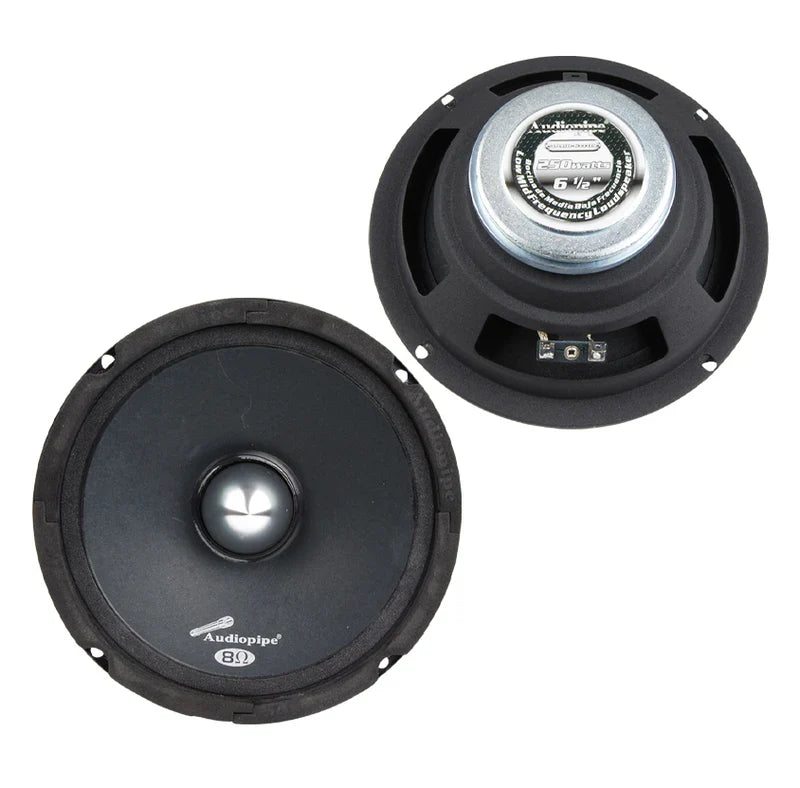 Audiopipe 6.5in low-mid frequency loudspeaker driver, black cone, 8-ohm