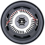 6.5-inch car audio speaker rear plate with label, black cooling fins, and red/gray leads