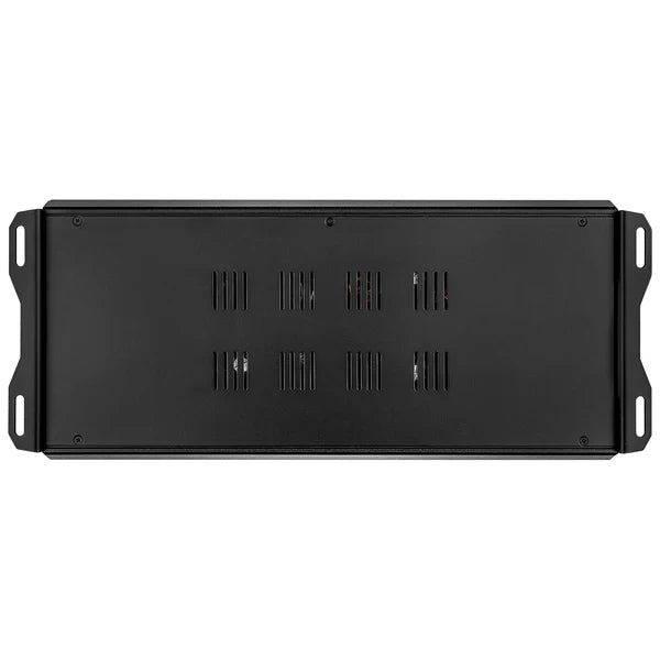 Audiopipe APMQ-1500 amplifier rear panel, black housing with vent slots and side brackets