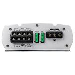 Audiopipe APMRQ-4095 mini design marine amplifier rear controls, fuse slots and power terminals